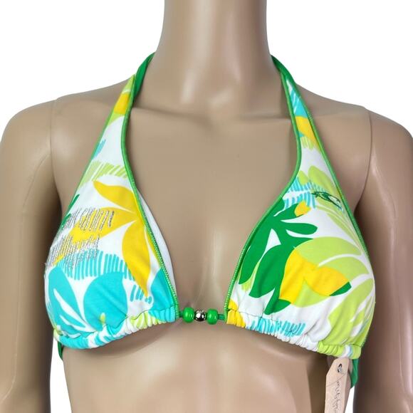 New O'Neill South Swell Tropical Halter Triangle Bikini Top - Picture 2 of 8